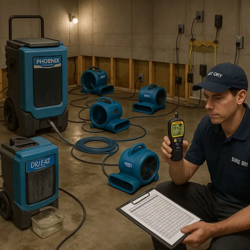Structural Drying and Dehumidification process in Lakewood, CA